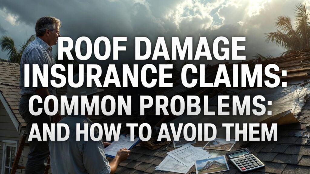 Florida roof damage insurance claim inspection with adjuster evaluating storm damage and repair costs
