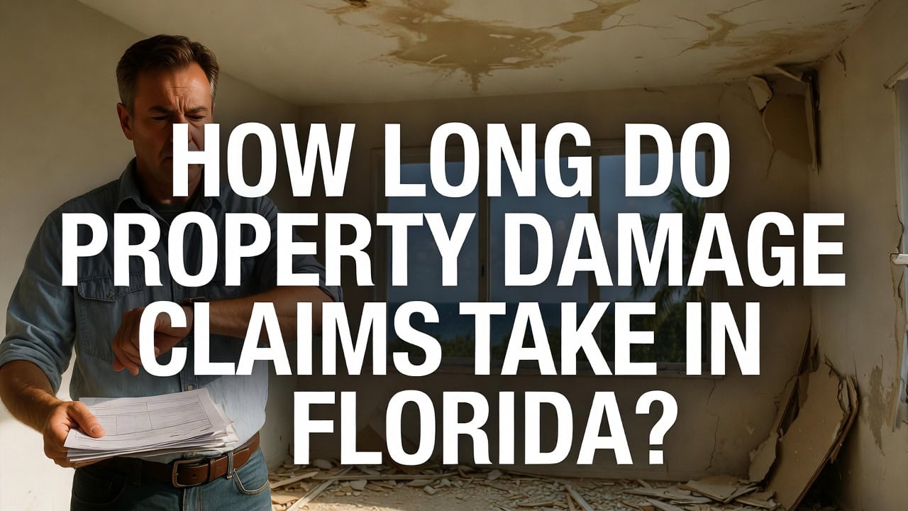 Homeowner reviewing insurance documents inside a house with visible property damage on walls and ceiling